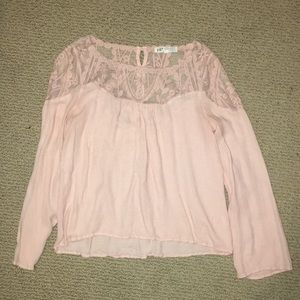Long-sleeve lace floral top
